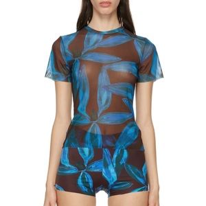 Louisa Ballou Brown & Blue Mesh Beach Tee worn once!